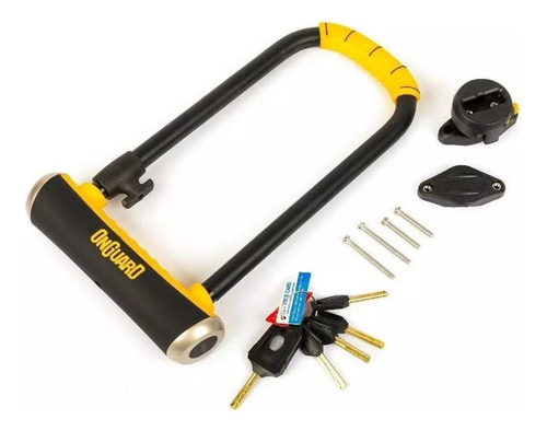 Imagen 2 de 10 de Candado U Lock Onguard 8000 + Cable Alargador 8044 Bicicleta