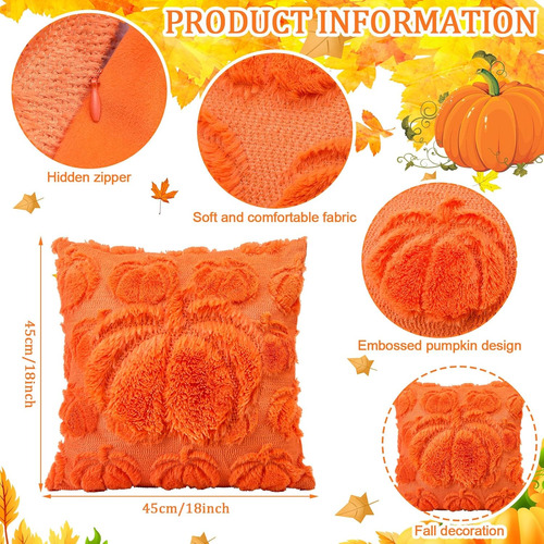 Fundas De Almohada De Calabaza 18 X 18 Pulgadas De Piel Sint