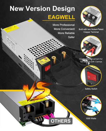 Conversor De Fonte De Alimentação Eagwell 12v 1000w Ac Para