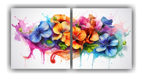 120x60cm Cuadros Tela Canvas Sala Geranium Rainbow Flores