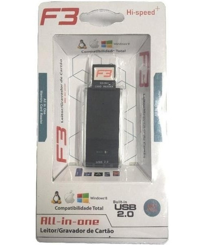 Leitor De Cartao 15 Em 1 Usb 2.0 Flash Micro Sd Xd Jc-lt2.0 Cor Preto