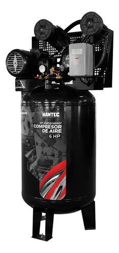Compresor Vertical 300 L 6 Hp Piston Force 60 Hz Hantec Color Negro Fase eléctrica Monofásica