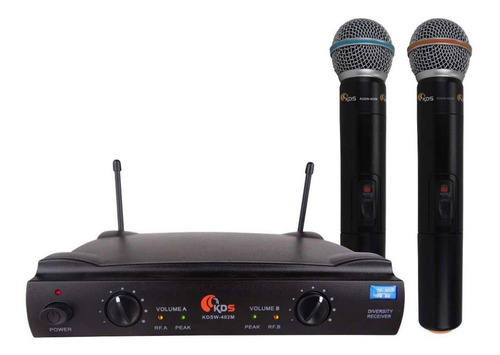 Microfone Kadosh Duplo Sem Fio Uhf Display Digital K-402m Cor Padrão