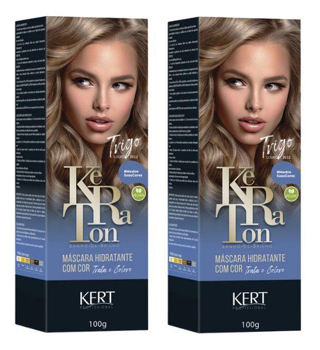 Coloração Keraton Banho De Brilho Trigo Louro Bege-kit C/2un
