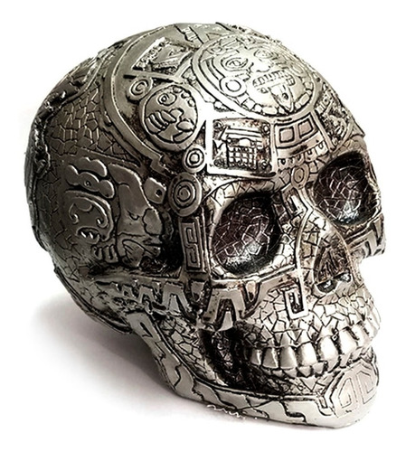 Cráneo Decorativo Dorado Hecho En Mexico Azteca