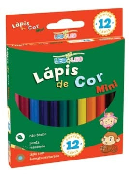 Kit 12 Lapis De Cor 12 Cores Mini Curto Atacado Escolar
