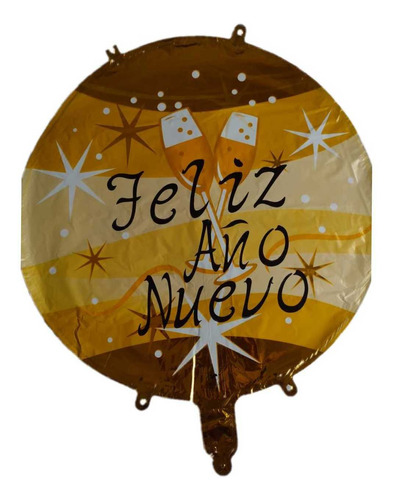 Globo Metalizado Esferico Feliz Año Nuevo 42cm Diametro X2