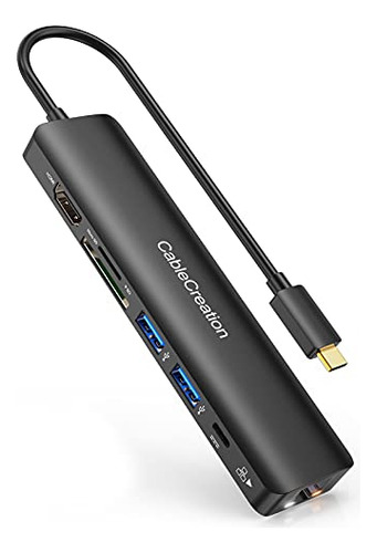 Hub Usb C 4k 60 Hz, Concentrador Usb C 7 En 1, Multipuerto