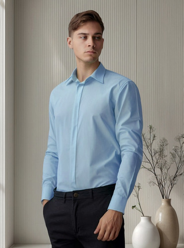 Camisa Clásica De Vestir De Hombre Bpremium Ccuello Italiano