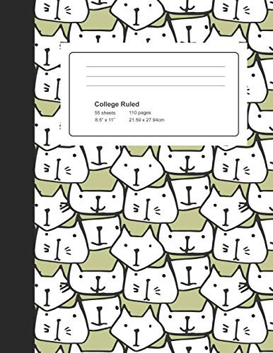 College Ruled Composition Notebook Cats Cover Green (writing