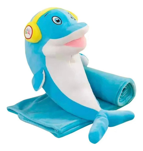 Peluches Con Manta Suaveregalo Ideal40a50cm+manta 1,55x1m Delfín
