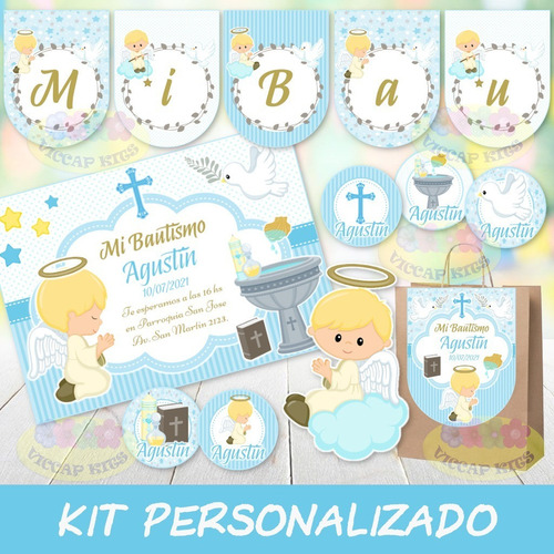 Kit Imprimible Bautismo Nene Personalizado