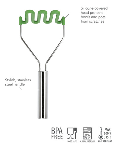 Triturador De Papas Silicona Mango Acero Inoxidable Utensili
