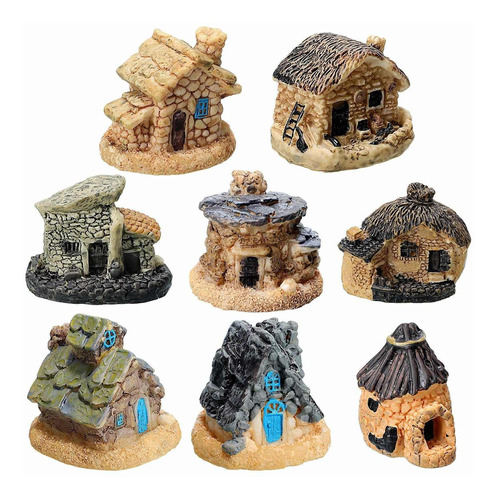 8 Pieza Hada Jardin Miniatura Piedra Muebl Adorno Mini Casa