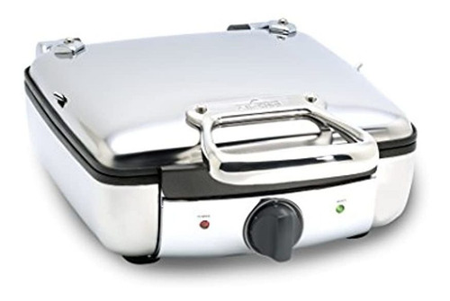 Máquina De Gofres Belga De Acero Inoxidable, Plateada