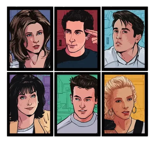 6 Quadros Decorativos Friends Sitcom Serie De Tv 84x90cm