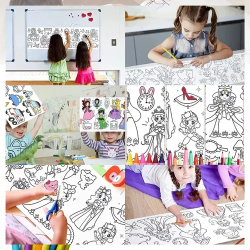 Papel Con Dibujos Para Colorear 3 Metros Niños Niña Color