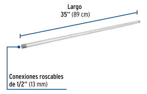 Niple Galvanizado 1/2 X 35´ Conexión Tubos Manguera 48823