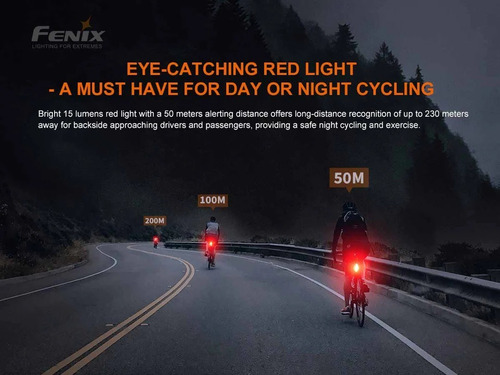 Imagen 2 de 10 de Linterna Led Bicicleta Fenix Bc05r V2.0 Roja 180 Grados.