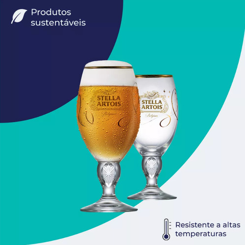 Taça Cerveja Stella Artois Dourada 330ml Edição Especial Cor Transparente