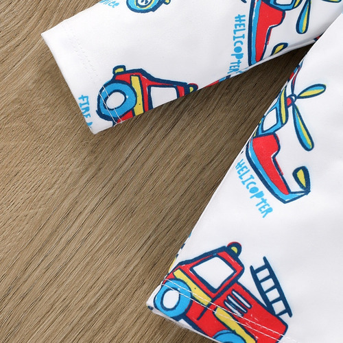 Conjunto Para Bebé Con Tirantes Y Estampado De Vehículos