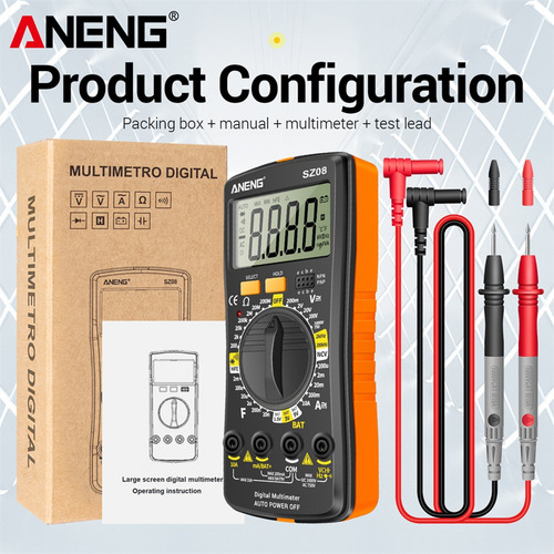 Aneng Sz08 Lcd Diodo Ncv Tester 2000 Cuenta Dividido D