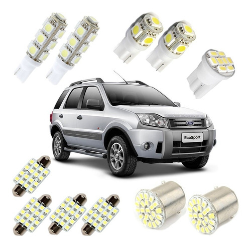 Kit Lâmpadas Led Ecosport Pingo Teto Placa Ré Torpedo Xenon