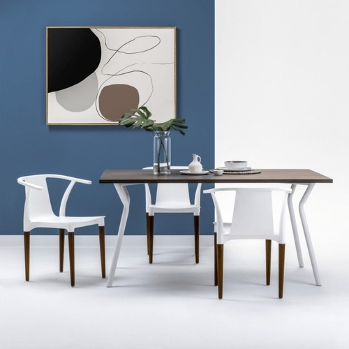 Mesa Comedor Magnolia 90x160 Cocina Madera Patas Metálicas Tapa Nogal Terracota Patas Blanco