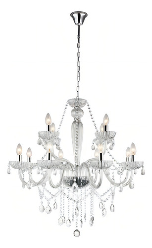 Lustre Bella Anjou Ø82x79cm E14 Cromado - Jf112c Cor Transparente E Cromado 127/220V