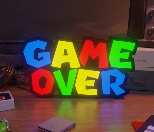 Cuadro Cartel Led Game Over Super Mario Negro