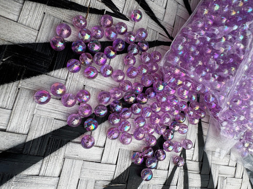 Perlas Tornasolada Pasante Acrílico 8 Mm Violeta 1850 Aprox.