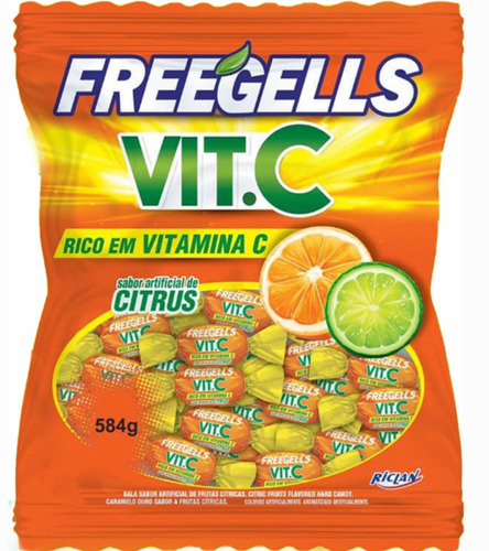 Bala Dura Freegells Citrus Com Vitamina C Pacote 584g