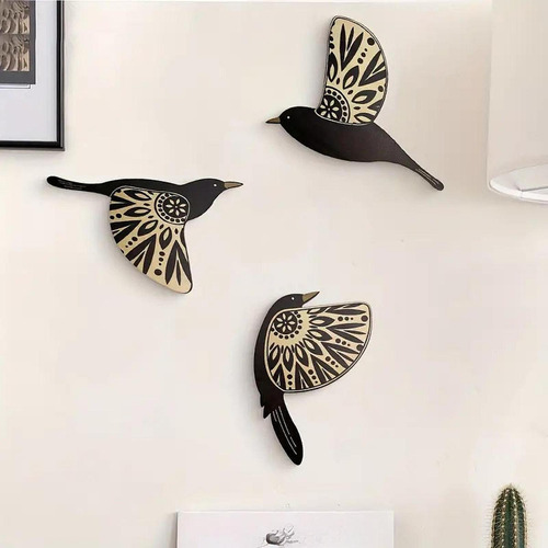 2 X 3 Piezas De Golondrinas Voladoras De Madera, Decoración