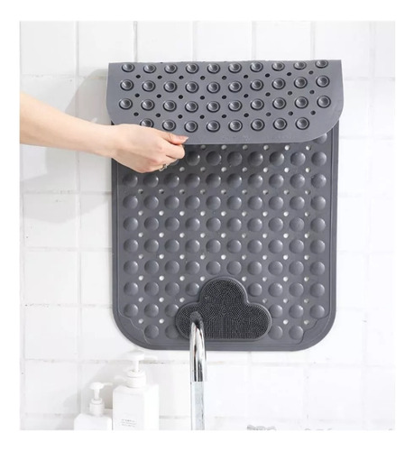 Tapete De Baño Antiderrapente Para Regadera Con Ventosas Gris