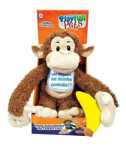 Pelúcia Macaquinho Interativo Com Banana Playfull Petstoyng