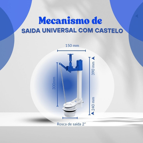 Mecanismo Saída Universal Roco Com Castelo P/ Caixa Acoplada
