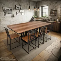 Comprar Juego De Comedor Amanda 8 Sillas Hierro Y Madera Herrería Ar
