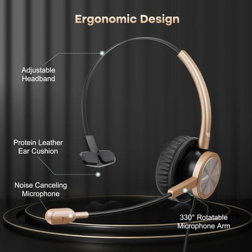 Auriculares Mairdi Para Teléfono: Conectores Rj9 Y 3,5 Mm