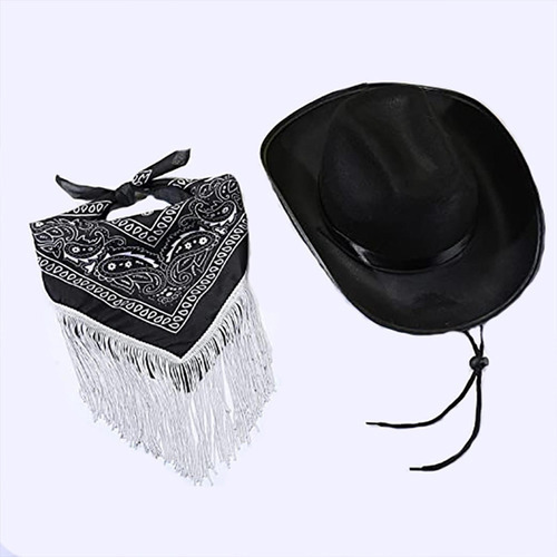 Sombrero De Vaquero De Ala Grande, Con Bufanda, Protección S