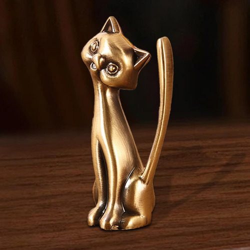 Estátua De Gato Anéis Suporte Anéis Display Sentar Em Pé