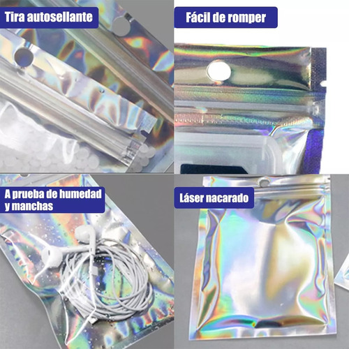 Bolsa Holográfica Multiusos,300 Bolsas Plastico Tornasol