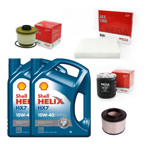 Kit 4 Filtros + 8l Aceite Shell 10w40 Hilux Srv 3.0 2.5 Tdi