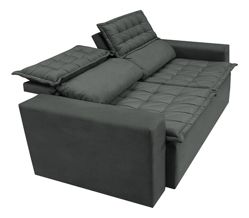 Sofá Retrátil e Reclinável Cama inBox Slim 1,50m Tecido Suede Velusoft Cinza