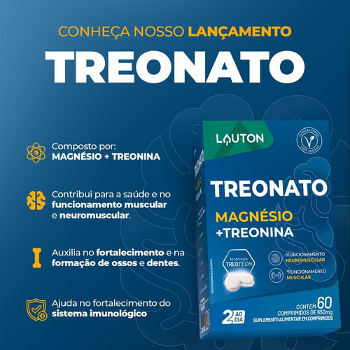 Magnésio Treonato Com 60 Cápsulas Sem Sabor
