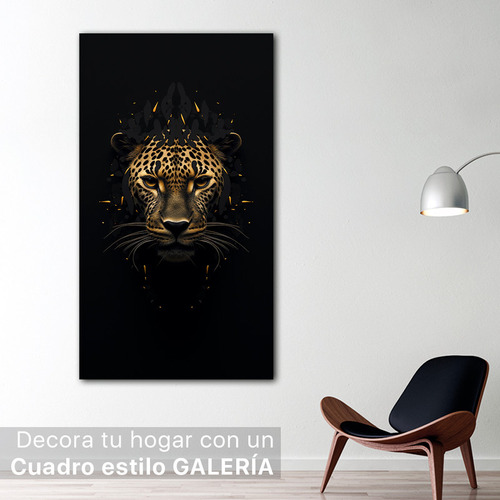 Cuadro Tigre Dorado Fondo Negro Elegante Canvas 130x70 A5