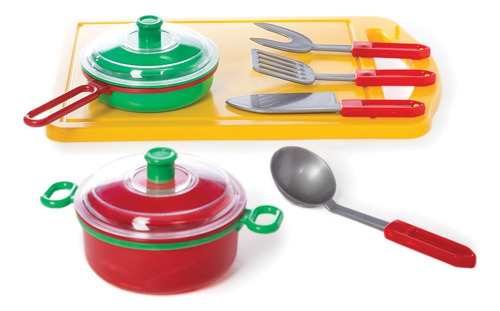 Set Juego De Cocina Tabla Ollas Con Accesorios Petit Gourmet