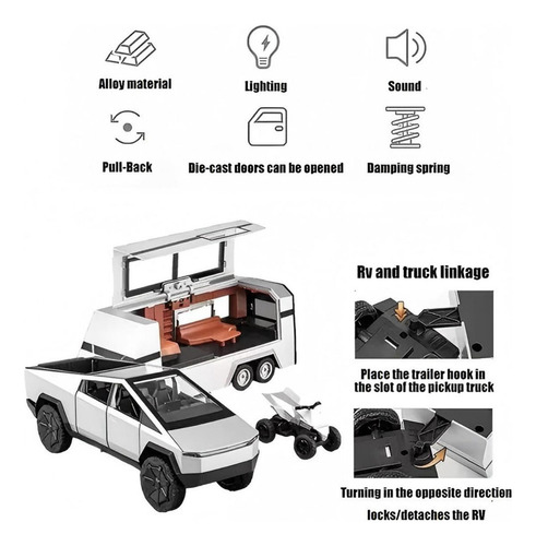 Modelo De Juguete Metal Tesla Cybertruck Rv Carros Coleccion