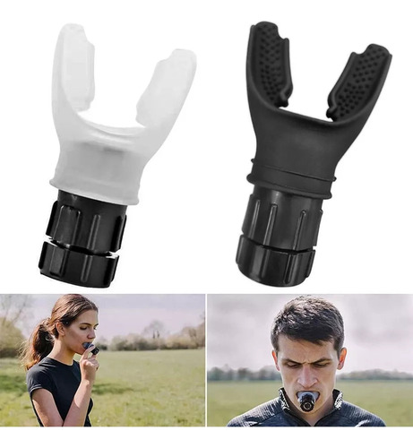 Genérica Portable breathing trainer, diving silicone bite, ergonomic silicone bite respirator Negro