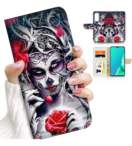 Funda Billetera Dia De Los Muertos Para Samsung Galaxy A12