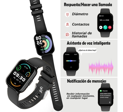 Reloj Inteligente Hombre Smart Watch Bluetooth Llamada Negro